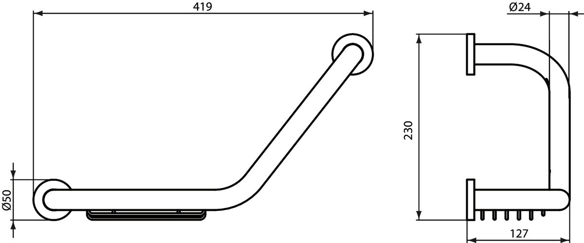 Mâner cadă cu săpunieră duș
