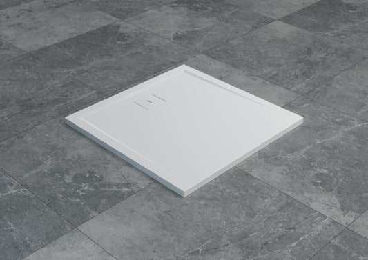 LIVADA, W20Q cădiță de duș RONAL, asimetrică din marmură sintetică, cu scurgere pe partea lunga