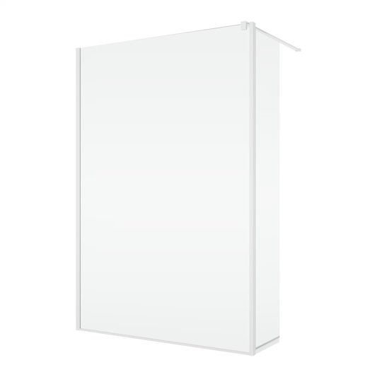 EASY STR4P – Paravan duș Ronal cu profil compensator de fixare + parte mobilă laterală la 90° 421 mm, sticlă transparentă, profil alb mat