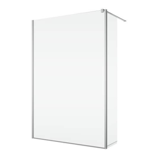 EASY STR4P – Paravan duș Ronal cu profil compensator de fixare + parte mobilă laterală la 90° 421 mm, sticlă transparentă, profil crom lucios