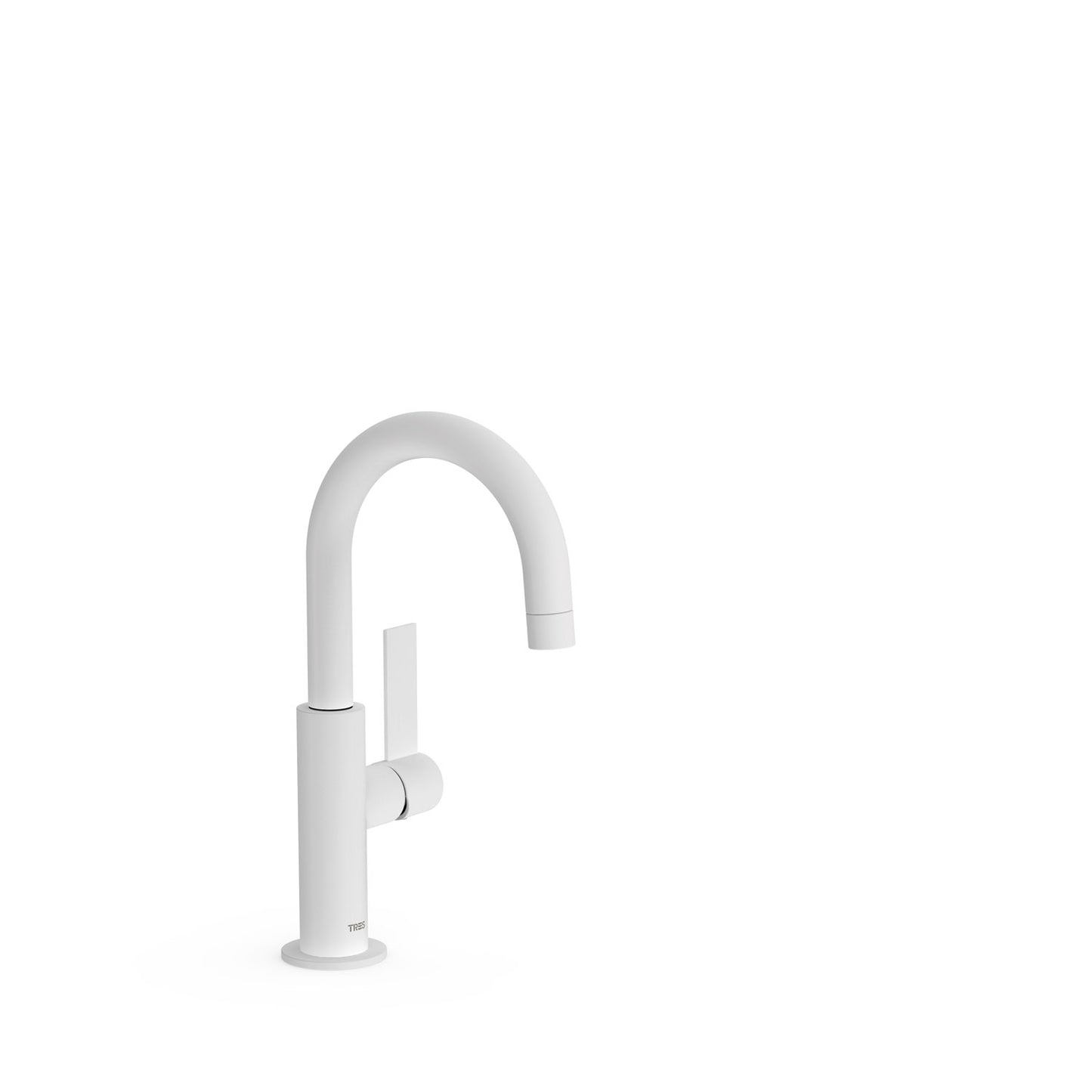 PROJECT-TRES baterie monocomandă pentru lavoar pe blat, pipă tip C, 21190401BM alb mat