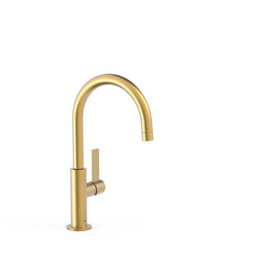 PROJECT-TRES baterie monocomandă pentru lavoar pe blat, pipă tip C, 21190501OM auriu mat