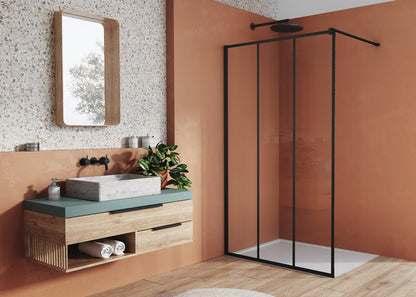 EASY STR4P LOFT 72 - Paravan duș Ronal cu profil compensator de fixare, sticlă transparentă, profil negru mat