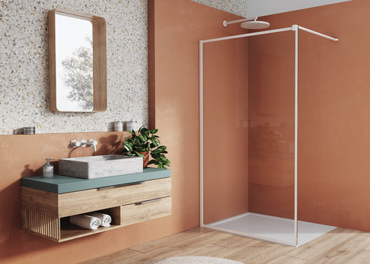 EASY STR4P LOFT 79 - Paravan duș Ronal cu profil compensator de fixare, sticlă transparentă, profil alb mat