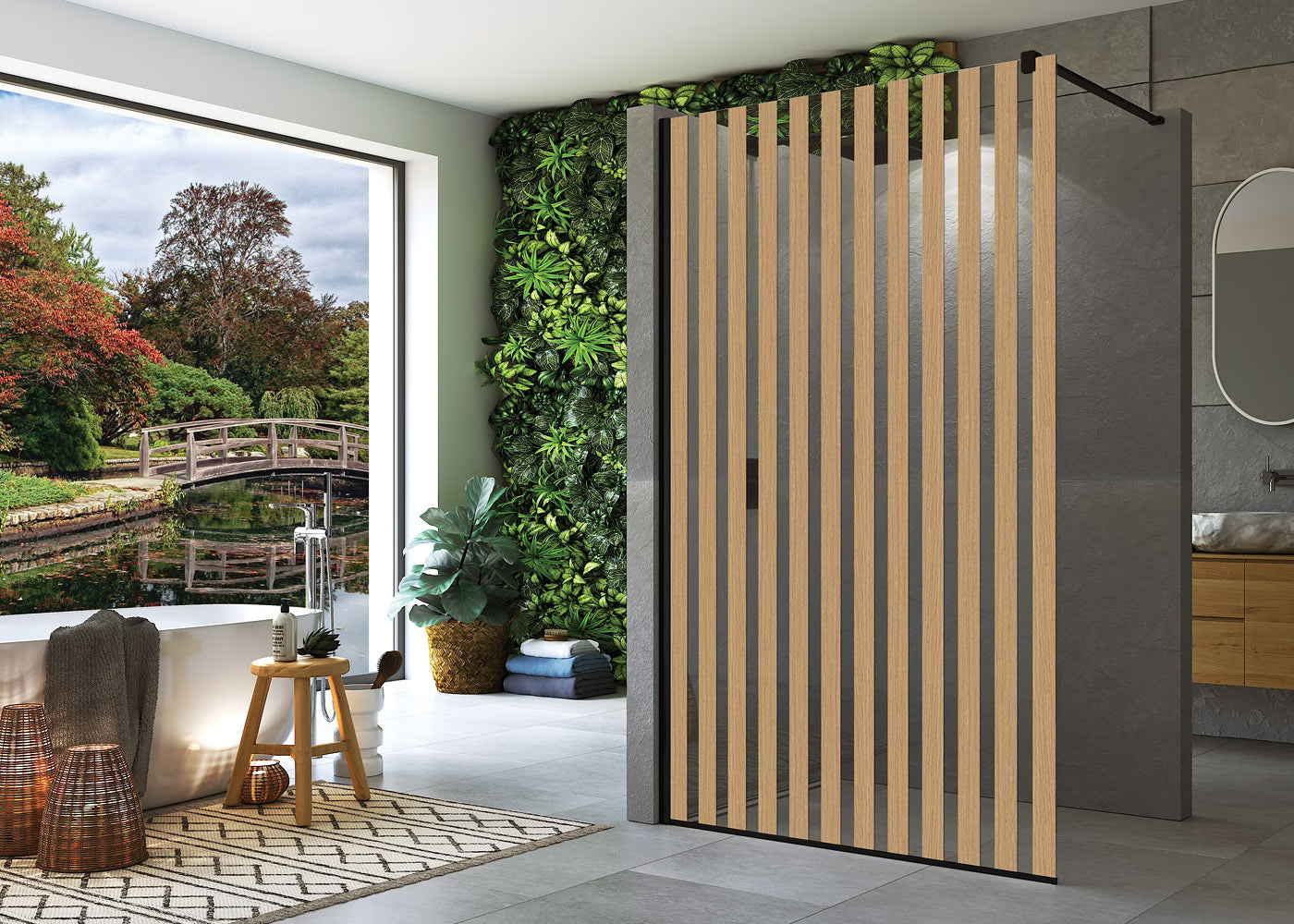 EASY STR4P JAPAN - Paravan duș Ronal cu profil compensator de fixare, sticlă 82 Japan, profil negru mat