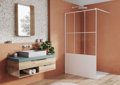 EASY STR4P LOFT 76 - Paravan duș Ronal cu profil compensator de fixare, sticlă transparentă, profil alb mat