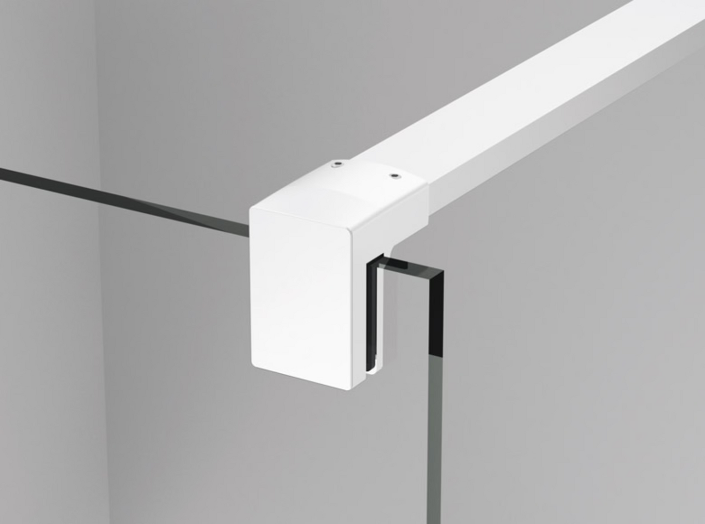 EASY STR4P – Paravan duș Ronal cu profil compensator de fixare + parte mobilă laterală la 90° 421 mm, sticlă transparentă, profil alb mat