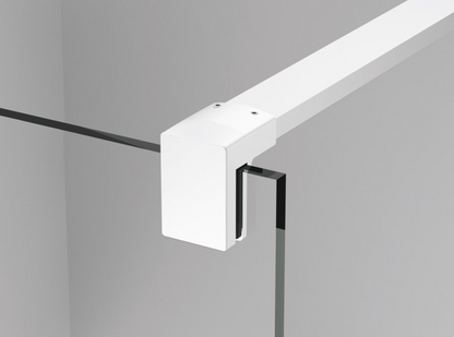 EASY STR4P – Paravan duș Ronal cu profil compensator de fixare + parte mobilă laterală la 90° 421 mm, sticlă transparentă, profil alb mat