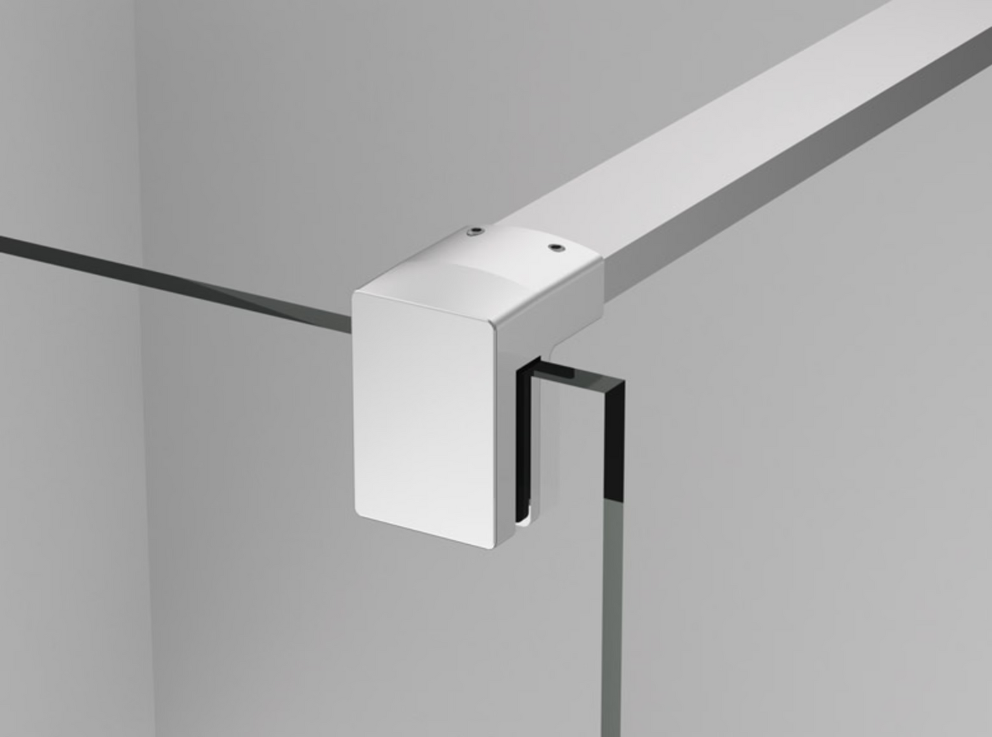 EASY STR4P – Paravan duș Ronal cu profil compensator de fixare + parte mobilă laterală la 90° 421 mm, sticlă transparentă, profil crom lucios