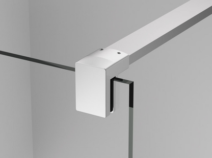 EASY STR4P – Paravan duș Ronal cu profil compensator de fixare + parte mobilă laterală la 90° 421 mm, sticlă transparentă, profil crom lucios