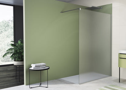 EASY STR4P LINA - Paravan duș Ronal cu profil compensator de fixare, sticlă canelată, profil crom lucios