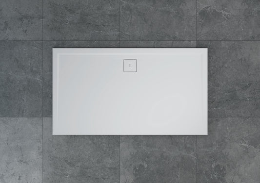 LIVADA, W20AS cădiță de duș RONAL, asimetrică din marmură sintetică, cu scurgere pe partea lunga