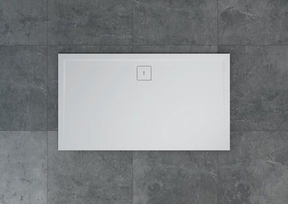 LIVADA, W20AS cădiță de duș RONAL, asimetrică din marmură sintetică, cu scurgere pe partea lunga