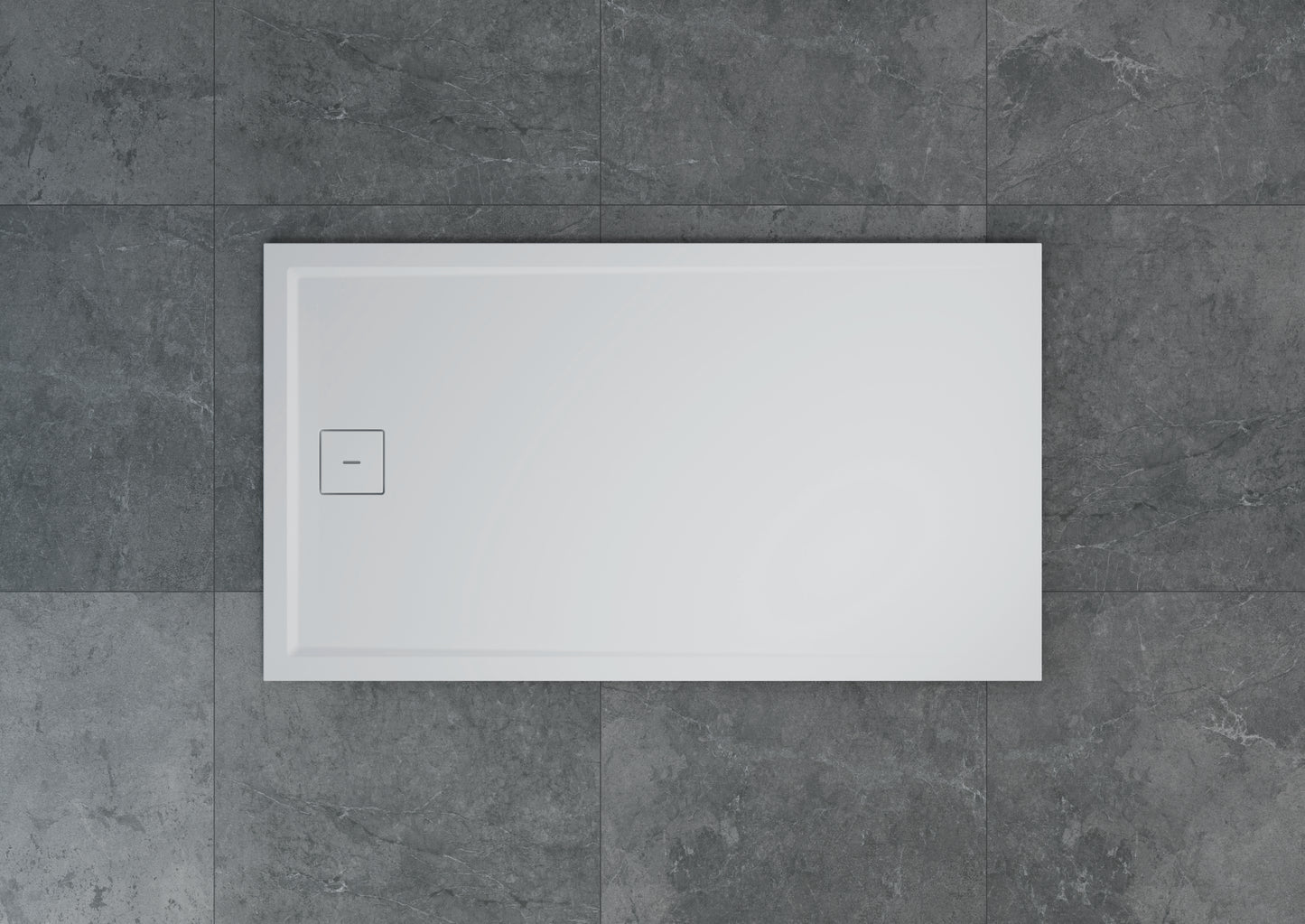 LIVADA, W20AS cădiță de duș RONAL, asimetrică din marmură sintetică, cu scurgere pe partea scurtă