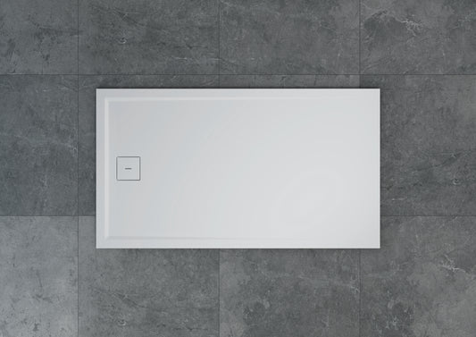 LIVADA, W20AS cădiță de duș RONAL, asimetrică din marmură sintetică, cu scurgere pe partea scurtă