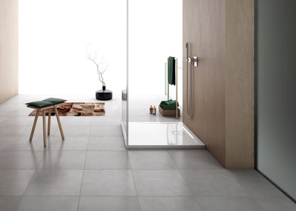 LIVADA, W20Q cădiță de duș RONAL, asimetrică din marmură sintetică, cu scurgere pe partea lunga