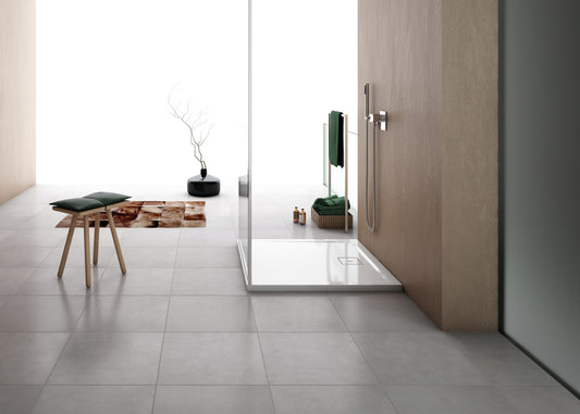 LIVADA, W20Q cădiță de duș RONAL, asimetrică din marmură sintetică, cu scurgere pe partea lunga