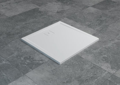 LIVADA, W20Q cădiță de duș RONAL, asimetrică din marmură sintetică, cu scurgere pe partea lunga