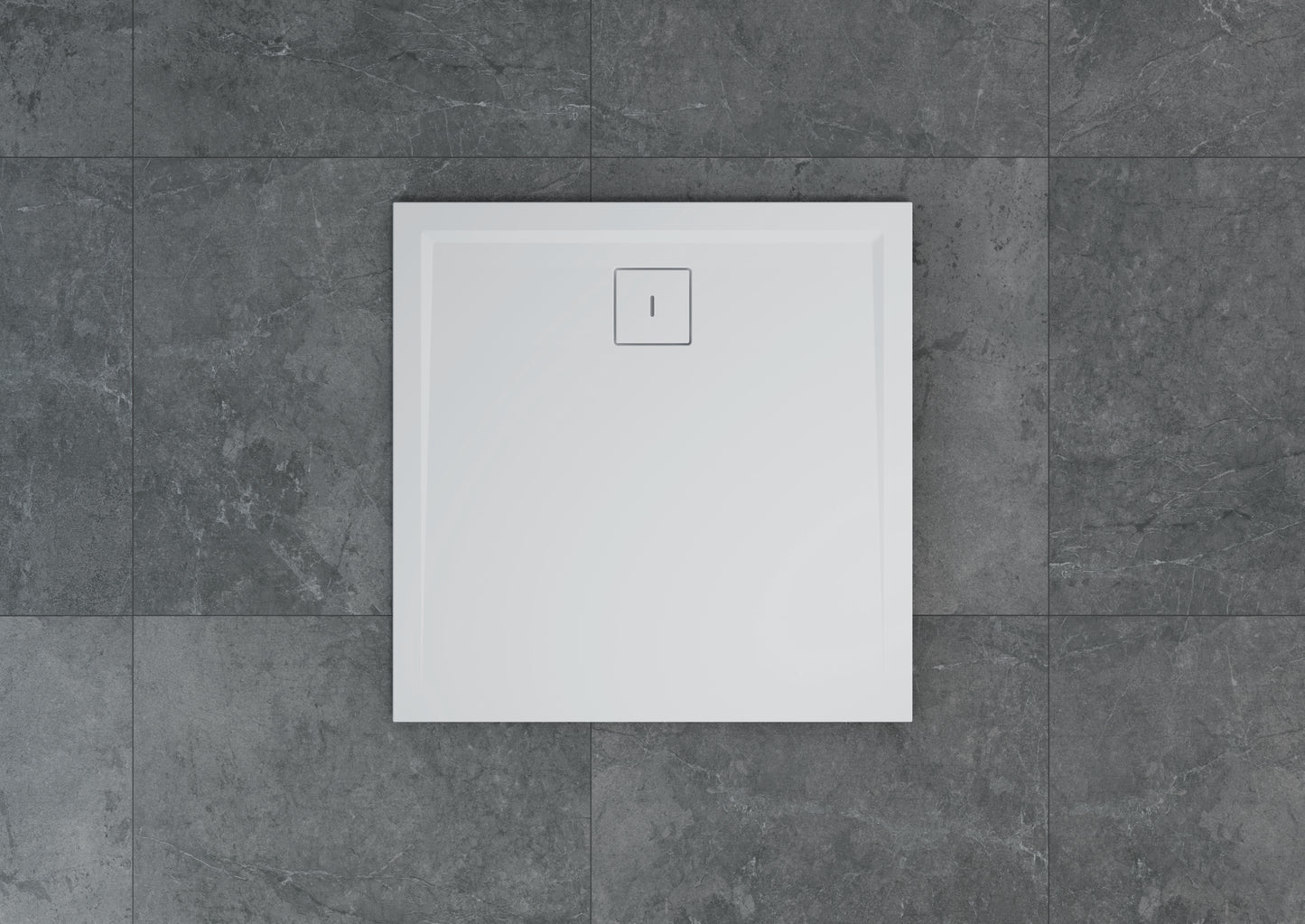 LIVADA, W20Q cădiță de duș RONAL, asimetrică din marmură sintetică, cu scurgere pe partea lunga