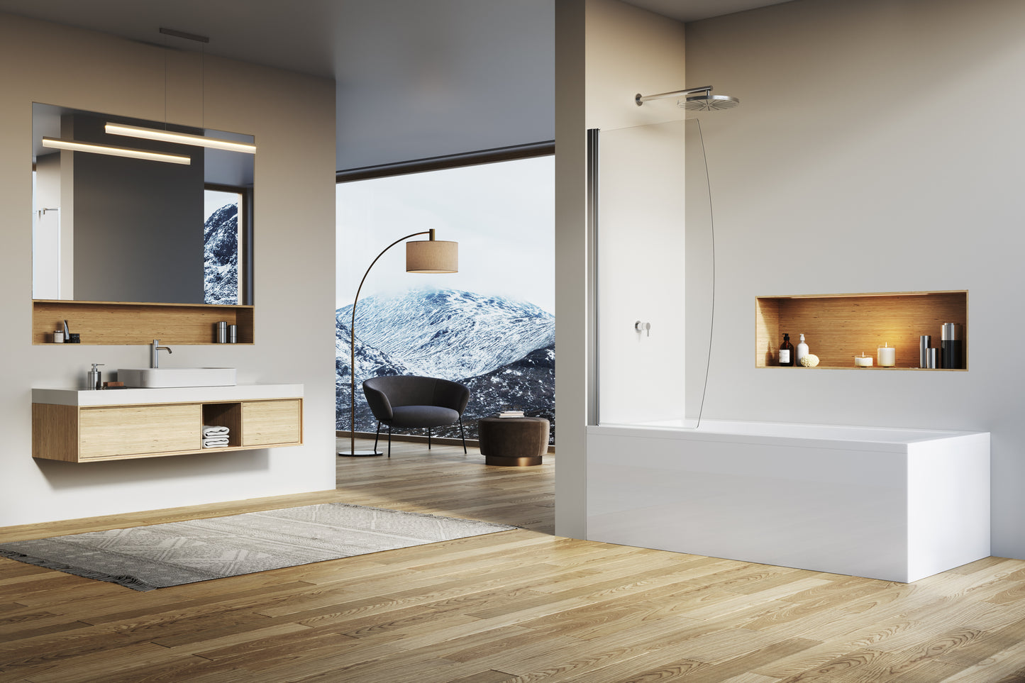 SOLINO SOLB1 - Paravan batant pentru cadă de baie dintr-o bucată, sticlă transparentă - deschidere 180°