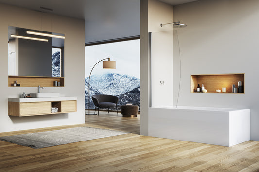 SOLINO SOLB1 - Paravan batant pentru cadă de baie dintr-o bucată, sticlă transparentă - deschidere 180°