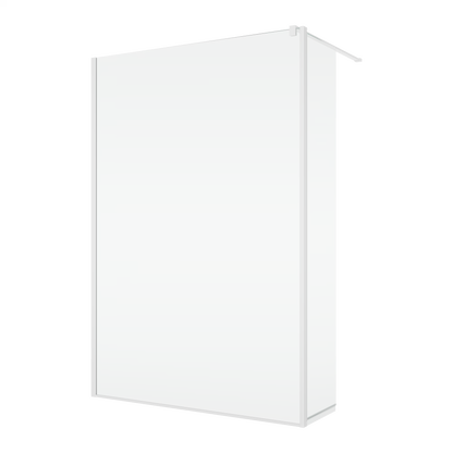 EASY STR4P – Paravan duș Ronal cu profil compensator de fixare + parte mobilă laterală la 90° 421 mm, sticlă transparentă, profil alb mat