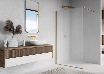 EASY STR4P LINA - Paravan duș Ronal cu profil compensator de fixare, sticlă canelată, profil auriu periat