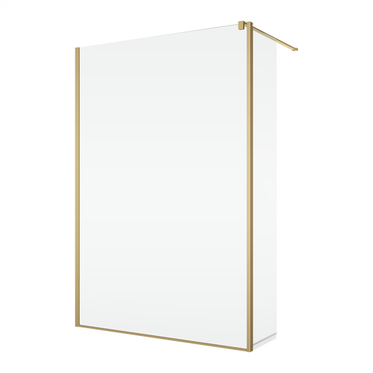 EASY STR4P+BTE2 – Paravan duș Ronal cu profil compensator de fixare + parte mobilă laterală la 90° 421 mm, sticlă transparentă, profil auriu mat