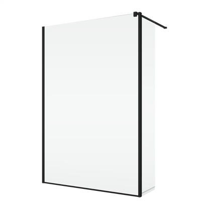 EASY STR4P – Paravan duș Ronal cu profil compensator de fixare + parte mobilă laterală la 90° 421 mm, sticlă transparentă, profil negru mat